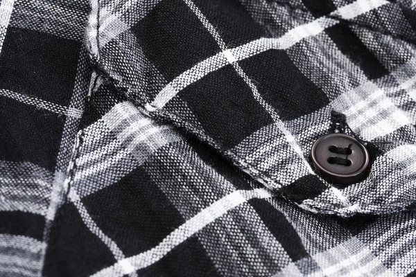 Macro de bolsillo de camisa a cuadros en blanco y negro — Foto de Stock