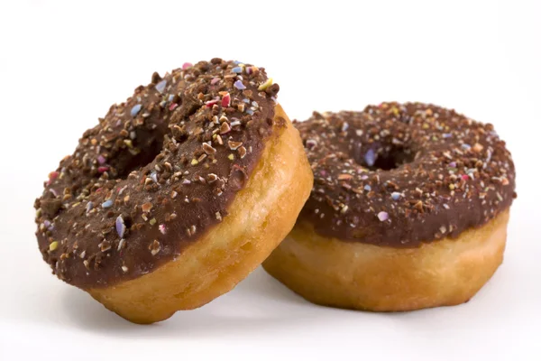 Twee donuts over Wit — Stockfoto
