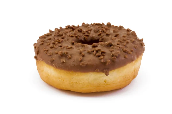 Chocolate doughnut over white. — Stock Photo, Image