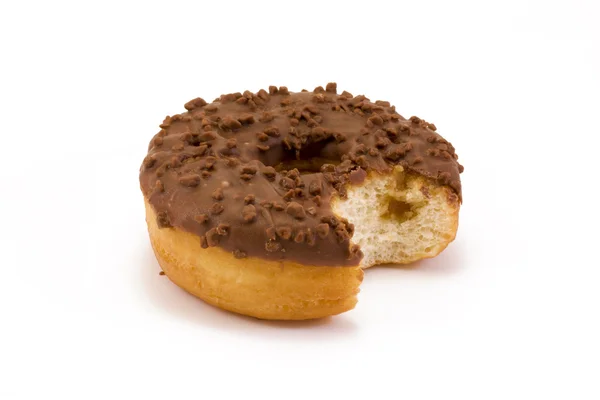 Chocolate doughnut with bite taken — Stock Photo, Image