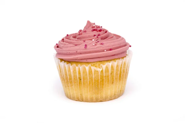 Rosa cupcake över vita — Stockfoto