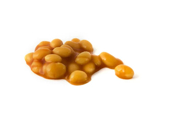 Spilled baked beans isolated over white — Stock Photo, Image