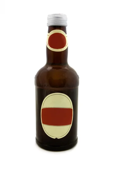 Brown beer bottle over white — Stock Photo, Image