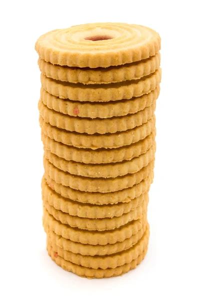 Tower of  jam filled biscuits over white — Stock Photo, Image