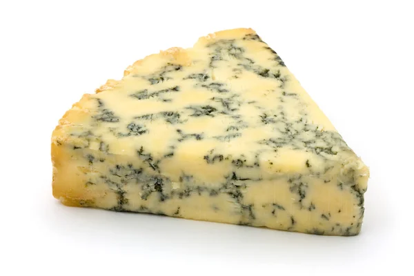 Wedge of blue cheese over white — Stock Photo, Image