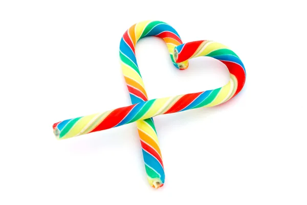 Candy cane hart over Wit — Stockfoto