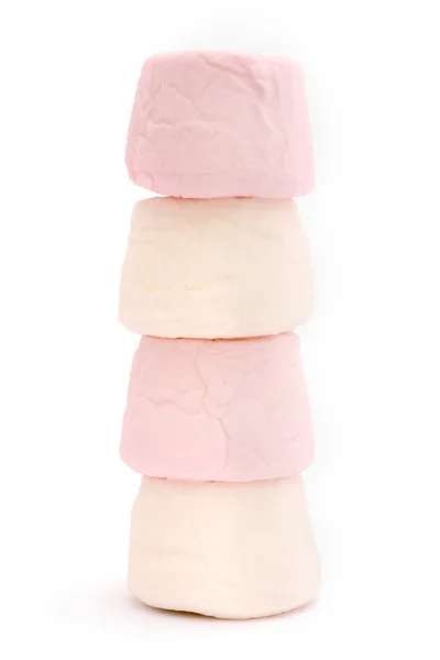 Stack of marshmallows over white — Stock Photo, Image