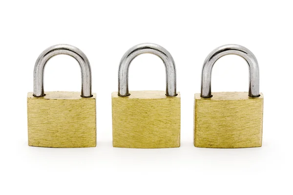 Three padlocks in a row — Stock Photo, Image