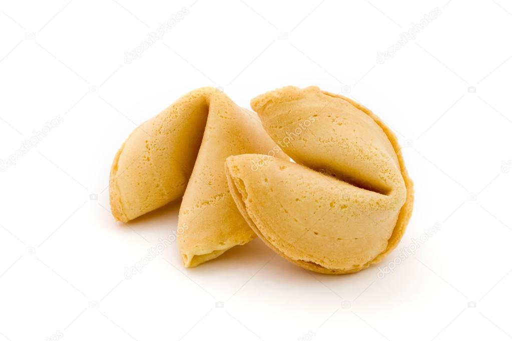 Two fortune cookies over white