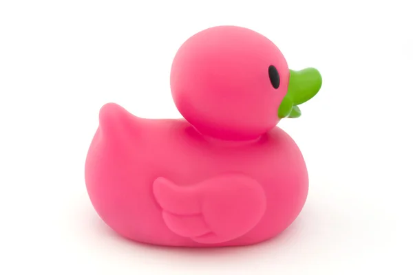 Single pink rubber duck on white — Stock Photo, Image