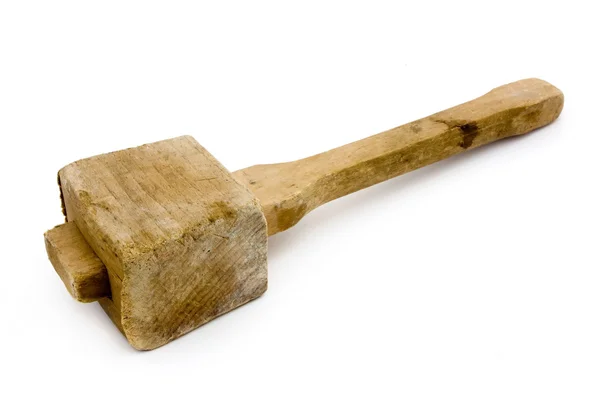 Old wooden mallet over white — Stock Photo, Image