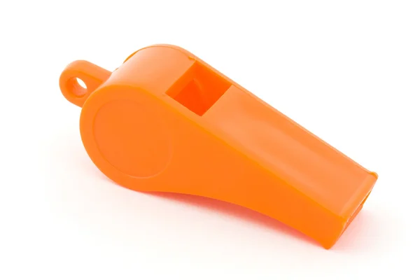 Orange plastic whistle — Stock Photo, Image