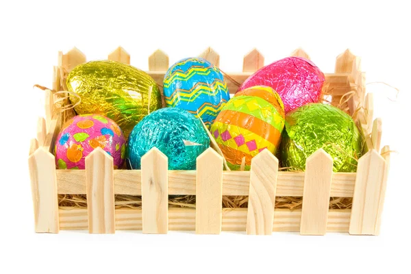 Box of easter eggs over white — Stock Photo, Image