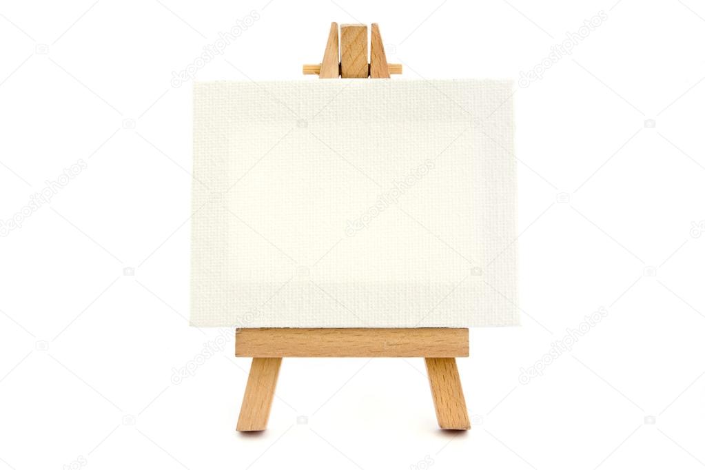 Small easel with a blank canvas 