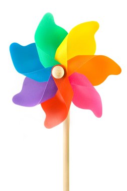 Renkli plastik oyuncak yel değirmeni 