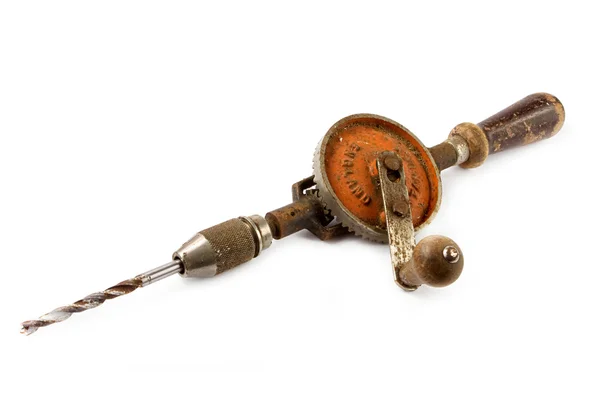 Old rusty hand drill — Stock Photo, Image