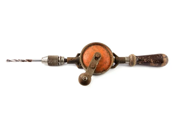 Old rusty hand drill — Stock Photo, Image
