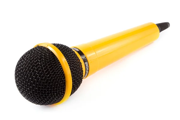 Yellow microphone over white — Stock Photo, Image