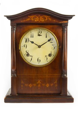 Beyaz üzerine eski antika ahşap saat