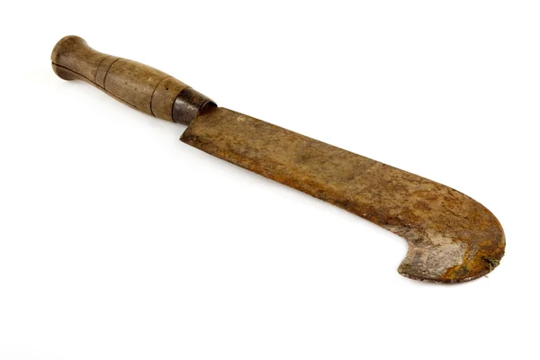 Rusty old machete on white — Stock Photo, Image
