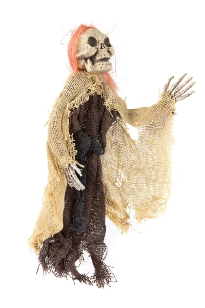 Beyaz üzerine korkunç Halloween iskelet — Stok fotoğraf