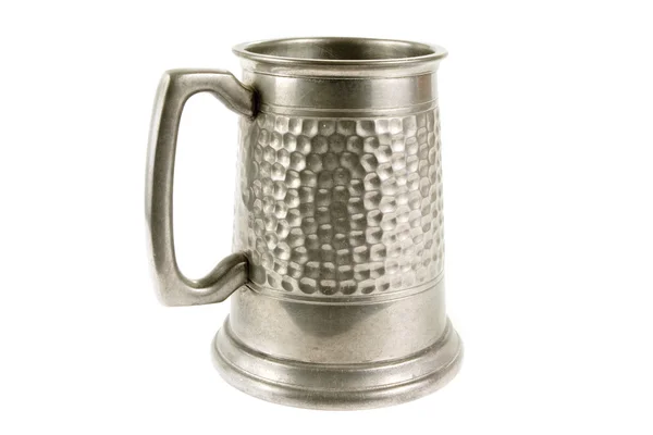 Pewter old tankard on white — Stock Photo, Image