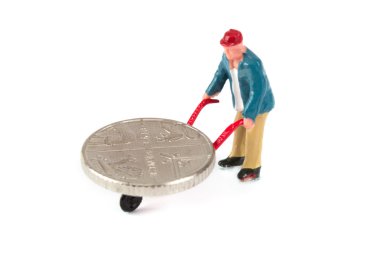 Minyatür resim bir sikke üzerinde beyaz hareketli