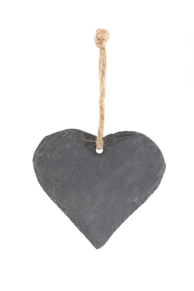 Heart shaped piece of slate on white — Stock Photo, Image