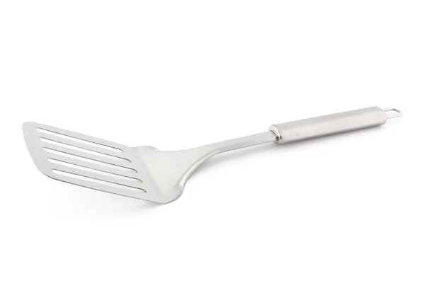 Silver spatula on white — Stock Photo, Image