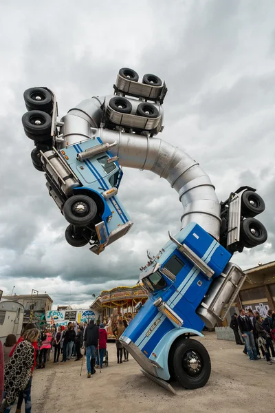 Großer Auftritt von mike ross im banksy 's dismaland bemusement park. Stockbild