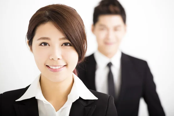 Happy business woman with colleagues — Stock Photo, Image