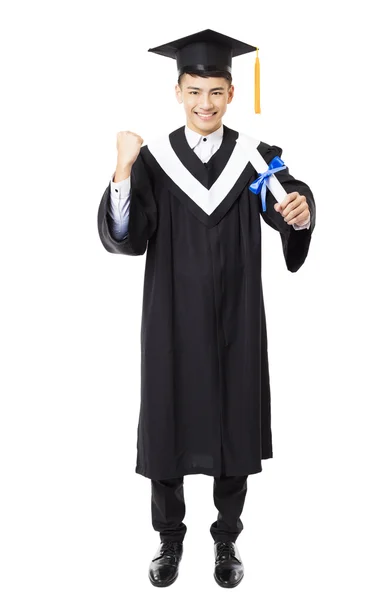 Longitud completa de la graduación de la universidad masculina joven — Foto de Stock