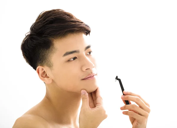 Closeup portrait of attractive young man face — Stock Photo, Image