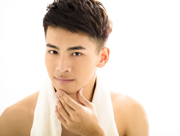 Closeup portrait of attractive young man face — Stock Photo, Image