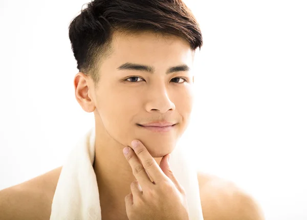 Closeup portrait of attractive young man face — Stock Photo, Image