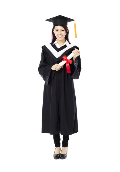 Full length of  young female college graduation — Stock Photo, Image