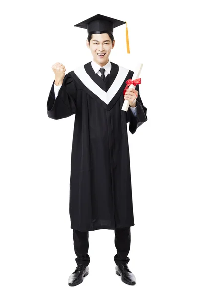 Pełna długość młody mężczyzna kolegium graduation — Zdjęcie stockowe