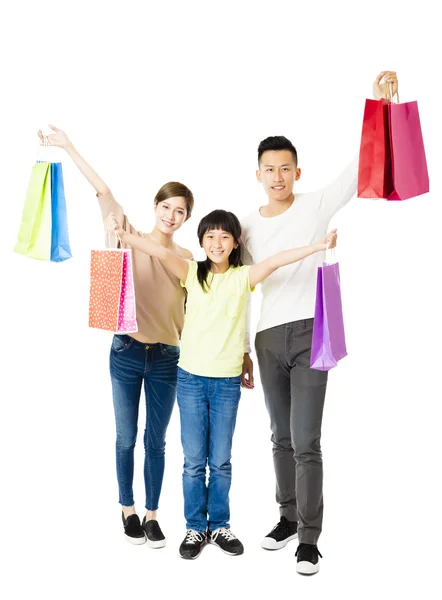 Happy Attractive Young  Family with shopping bags — Stock Photo, Image