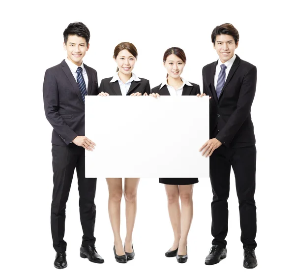 Young Business  group holding  blank white  board — Stock Photo, Image