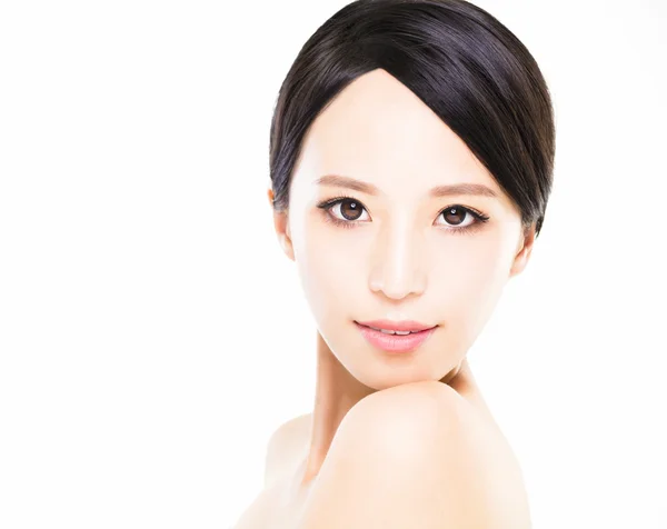 Closeup   young  woman face with clean  skin — Stock Photo, Image