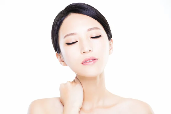 Closeup   young  woman face with clean  skin — Stock Photo, Image