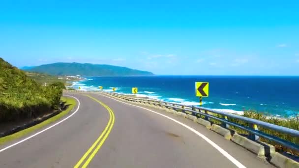 Schöne Natur Pov Fahrzeug Fahren Auf Küstenautobahn Nationalpark Kenting Taiwan — Stockvideo
