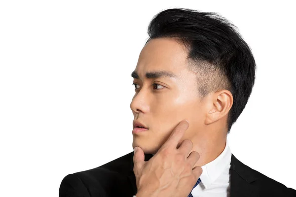 Closeup Handsome Asian Young Man Face Skin Care Concept — Stock Photo, Image