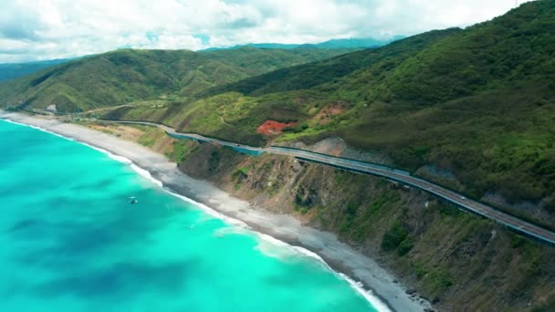 Luftaufnahme Der Kurven Der Küstenstraße South Link Highway Taiwan — Stockvideo