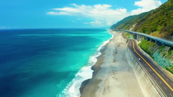 Luftaufnahme Der Schönen Küste Und Strand Taitung Land Taiwan — Stockvideo