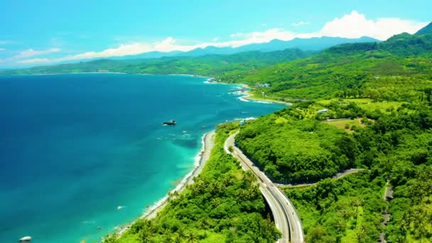 Luftaufnahme Der Schönen Küste Und Straße Taitung Land Taiwan — Stockvideo