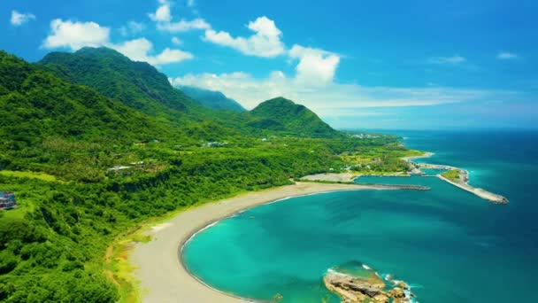 Luftaufnahme Der Schönen Küste Und Insel Taitung Land Taiwan — Stockvideo