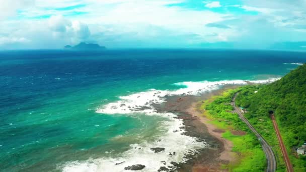 Luchtfoto Kustlijn Guishan Island Taiwan — Stockvideo