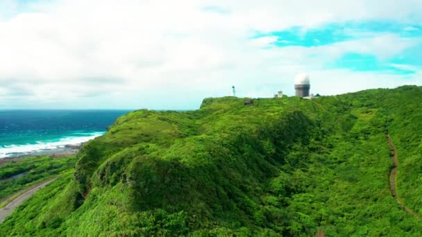 Aerial View Sandiao Cape Lighthouse Coastline Taiwan — Vídeos de Stock