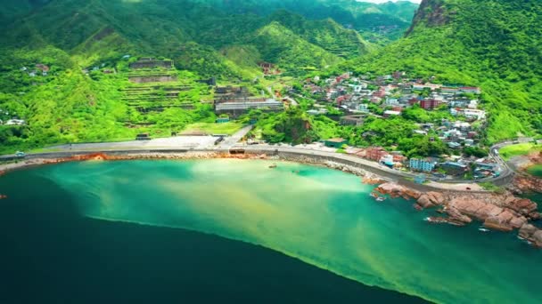 台湾北海岸金加石海和延阳海的空中景观 — 图库视频影像